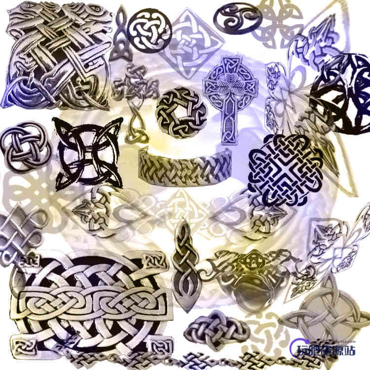 凯尔特编织图案金属饰品PS笔刷素材