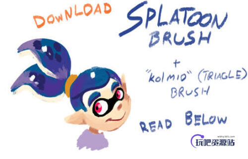 8个墨水笔触风格式Photoshop画笔笔刷素材下载-玩吧资源站