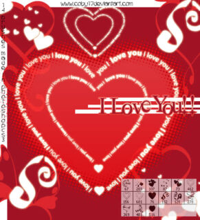 恋爱情人节爱心图案Photoshop爱心笔刷素材-玩吧资源站