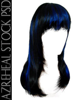 漂亮的深蓝色女式长发发型PS笔刷素材（PSD格式）已抠像！-玩吧资源站