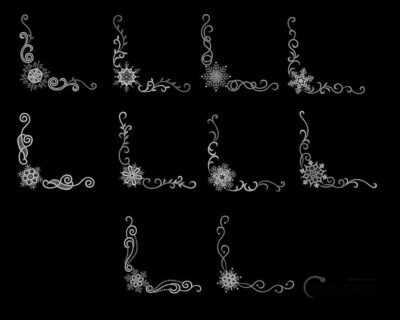 镌刻式、刺绣式、十字绣式花纹边角、花纹边框纹饰图案Photoshop笔刷素材下载-玩吧资源站