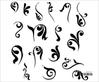 简单的手绘涂鸦花纹Photoshop笔刷素材下载-玩吧资源站