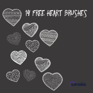 14个可爱的手绘涂鸦爱心Photoshop童趣笔刷素材-玩吧资源站