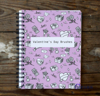 情人节手绘元素鲜花花束、爱心礼物盒、玫瑰花、巧克力等Photoshop童趣笔刷-玩吧资源站