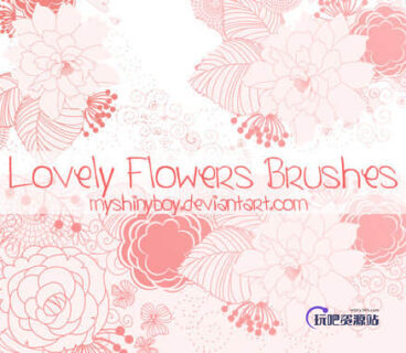 漂亮的鲜花盛开图案、手绘花朵Photoshop印花笔刷-玩吧资源站