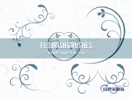 漂亮优雅的植物印花图案Photoshop印花笔刷免费下载-玩吧资源站