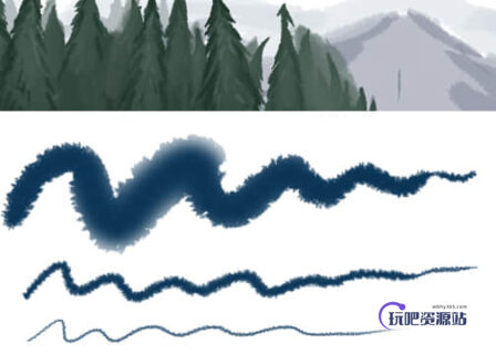 免费的颜料水墨笔触ps笔刷素材下载-玩吧资源站