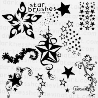 10种五角星、星星图案Photoshop装饰笔刷-玩吧资源站
