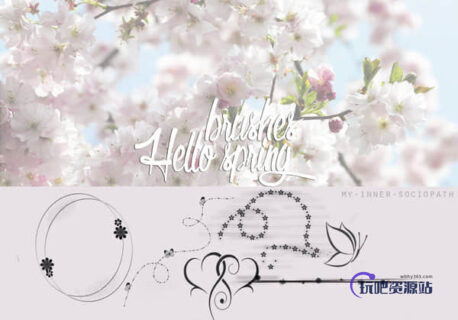 简单小清新的春天花纹图案PS笔刷素材-玩吧资源站