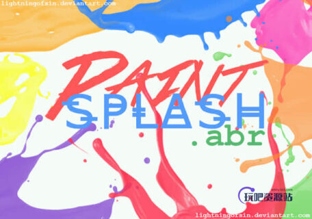 油漆飞溅、喷溅效果Photoshop笔刷素材免费下载-玩吧资源站