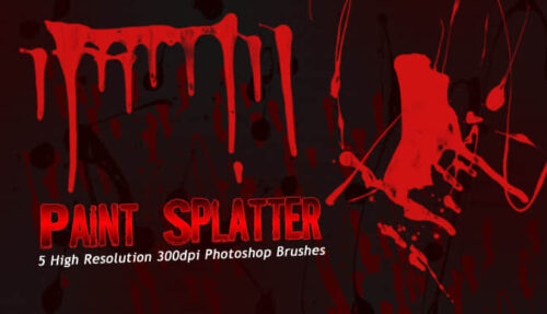 5种高分辨率油漆飞溅、血迹飞溅效果PS笔刷素材-玩吧资源站