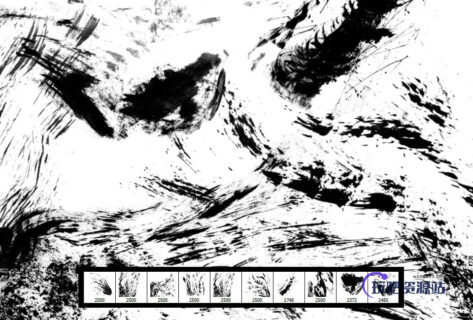 10个高分辨率油漆、毛笔、刷子涂抹痕迹PS笔刷素材-玩吧资源站