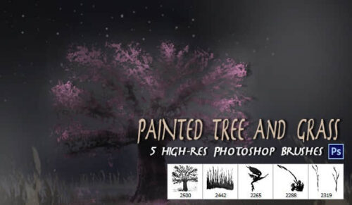 5种草木图形PS笔刷素材-玩吧资源站