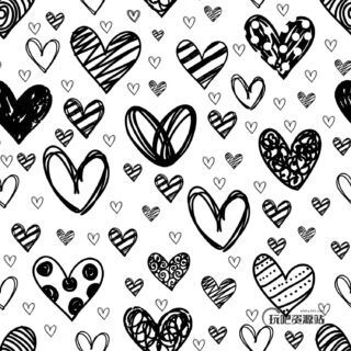 卡哇伊童趣涂鸦爱心背景图案PS笔刷素材-玩吧资源站