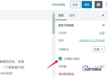 WordPress 置顶文章的3种方法-玩吧资源站