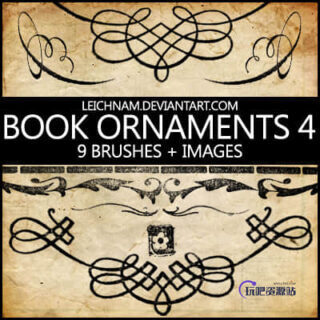 复古的线条花纹艺术图案Photoshop笔刷素材下载-玩吧资源站