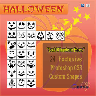 万圣节搞笑恐怖鬼脸photoshop自定义形状素材 .csh 下载-玩吧资源站