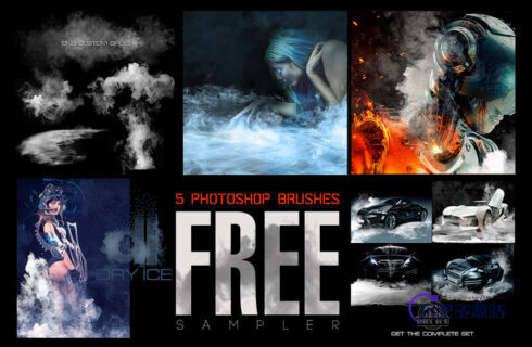 5种干冰雾气、寒冷气流、寒流寒冬天气PS笔刷下载-玩吧资源站