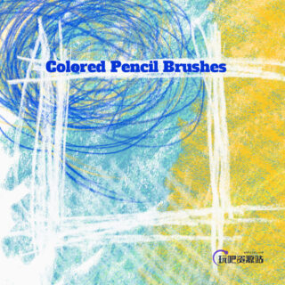 15种铅笔、蜡笔涂痕效果笔触PS笔刷-玩吧资源站