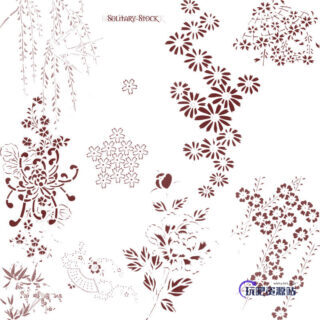 花纹图案、鲜花植物柳条图案PS笔刷素材-玩吧资源站