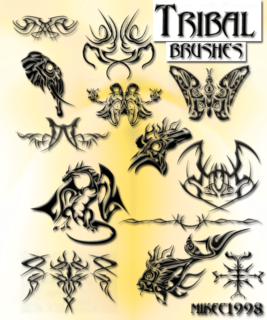 酷炫欧美时尚刺青、纹饰、纹身图案PS笔刷素材-玩吧资源站