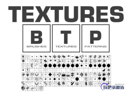 一套专精纹理效果PS笔刷素材-玩吧资源站