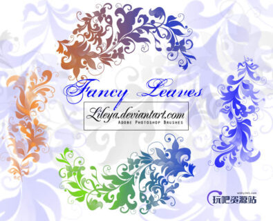 优美的植物印花、高贵花纹图案PS笔刷素材-玩吧资源站
