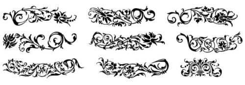 漂亮的高贵欧式植物艺术花纹图案Photoshop笔刷下载-玩吧资源站