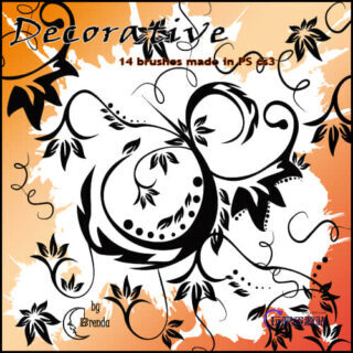 漂亮的植物花纹照片美图背景边框饰品PS笔刷 #.1-玩吧资源站