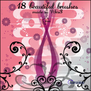 漂亮的矢量造型鲜花花朵与植物藤蔓PS笔刷素材-玩吧资源站