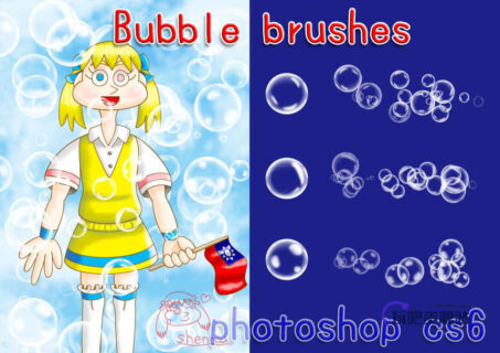 梦幻泡泡、半透明水泡、高光气泡、水泡泡、吹泡泡、泡沫Photoshop笔刷下载-玩吧资源站
