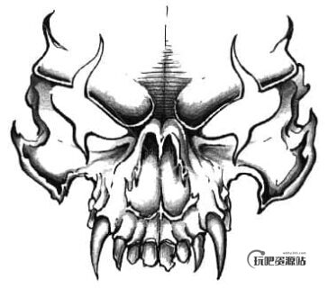 魔鬼、恶魔火焰骷髅头面具Photoshop笔刷素材-玩吧资源站