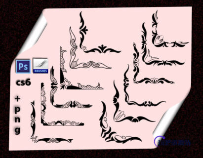 漂亮的花卉边角、印花边角PS笔刷素材-玩吧资源站