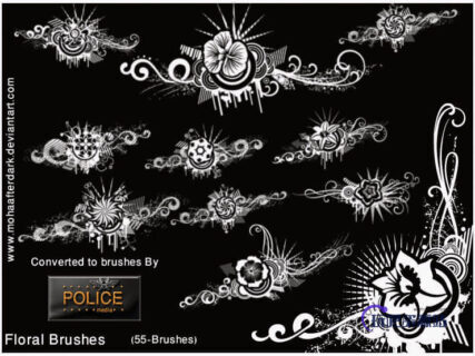 非主流鲜花花朵背景时尚元素装饰图案PS笔刷-玩吧资源站