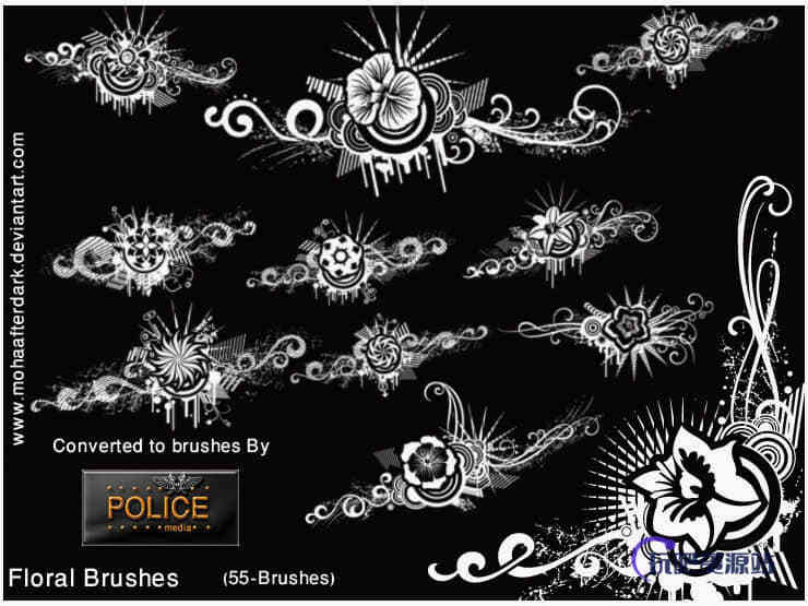 非主流鲜花花朵背景时尚元素装饰图案PS笔刷