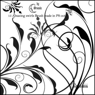 典雅植物艺术花纹图案Photoshop笔刷-玩吧资源站