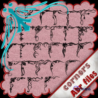 漂亮艺术边框边角花纹图案、植物印花纹饰PS笔刷素材-玩吧资源站