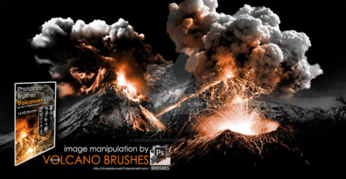 火山喷发、演讲爆发效果PS熔岩笔刷-玩吧资源站