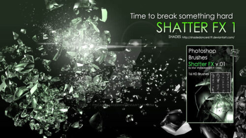 高级特效玻璃碎片、水晶钻石碎裂效果、玻璃粉碎破碎过程PS笔刷-玩吧资源站
