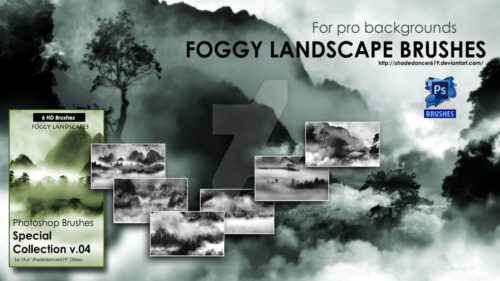 6种高清雾气、迷雾、大雾、山中烟雾里缭绕PS环境笔刷-玩吧资源站