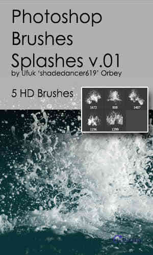 5种高清水花、水浪Photoshop水笔刷素材