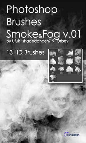 13种高清烟雾、燃烧烟尘Photoshop笔刷素材