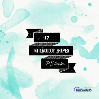 又一组水彩系列Photoshop笔触笔刷素材下载-玩吧资源站