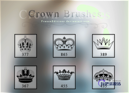 6种皇冠、王冠图形Photoshop笔刷素材-玩吧资源站