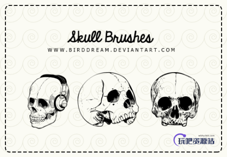骷髅头造型PS笔刷素材-玩吧资源站
