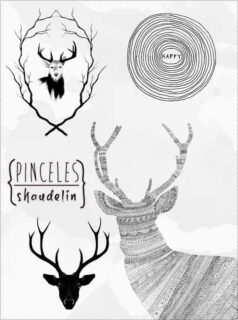 时尚鹿图案、鹿头、麋鹿图形Photoshop笔刷-玩吧资源站