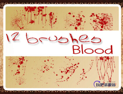 12种血迹、滴血状态、流血痕迹Photoshop血液笔刷-玩吧资源站