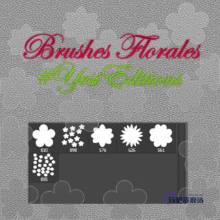 可爱漂亮的小红花图案Photoshop花朵图形笔刷-玩吧资源站