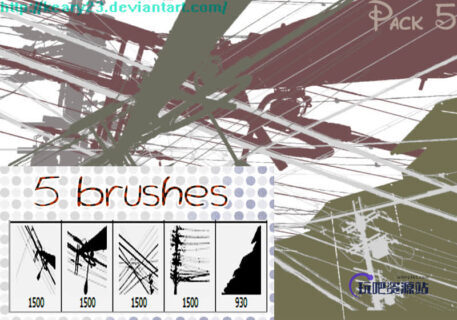杂乱的电线杆效果图案Photoshop笔刷素材-玩吧资源站