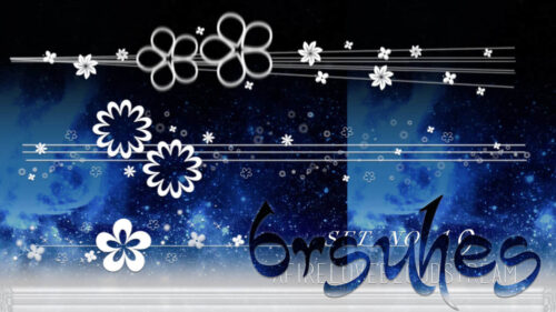 漂亮可爱的花朵、鲜花图案Photoshop花笔刷素材-玩吧资源站